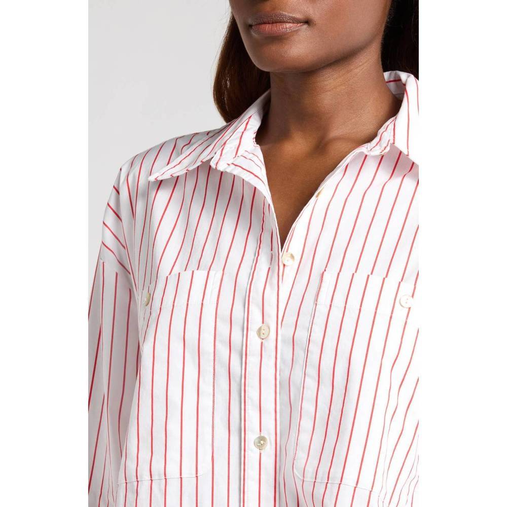 NEW PISTOLA samantha oversized button up shirt in ruby stripe - Picture 4 of 6
